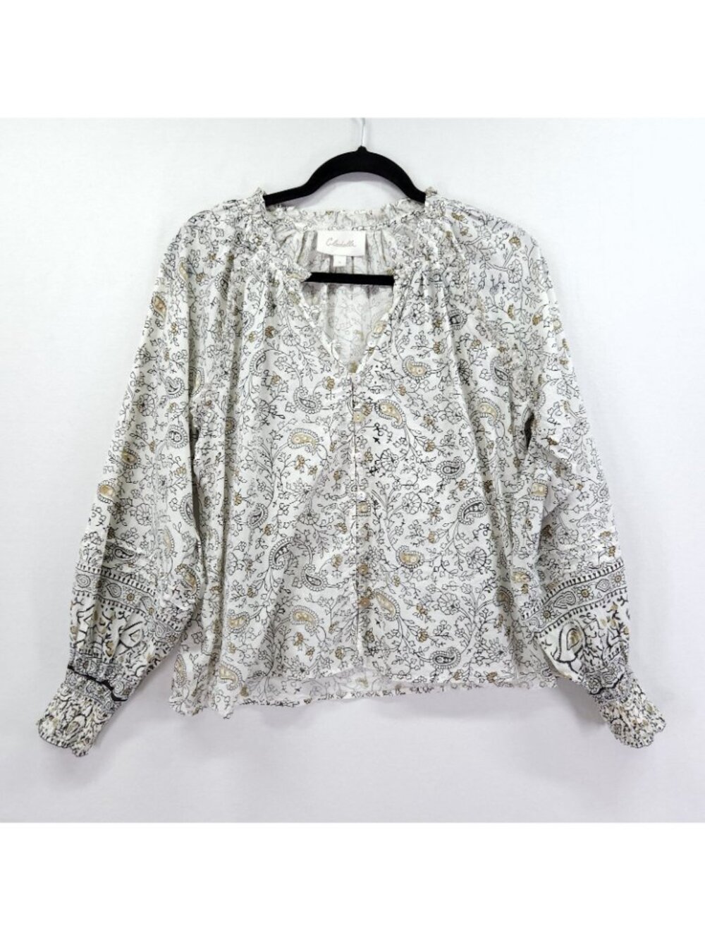 Cleobella Ivy Boho Peasant Top Womens Size Small  Ornate Paisley Floral Print - Picture 2 of 14